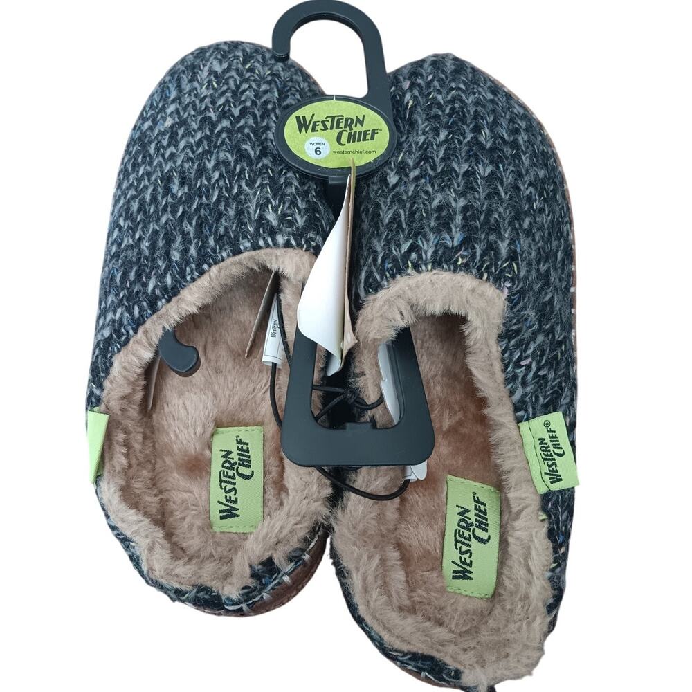 Western Chief Evelyn Slipper - Women's Size 6, Knit, Faux Fur Lined, ID/OD